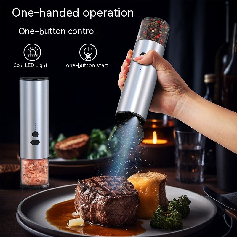 Rechargeable electric grinder set for salt, pepper, and more seasoning