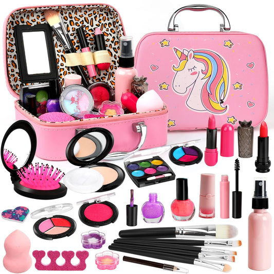 Washable Kids Makeup Kit for Girls Toys with Cute Makeup Bag, Toy for Girls Age 3 4 5 6 7 8 9 10 Year Old (25PCS)