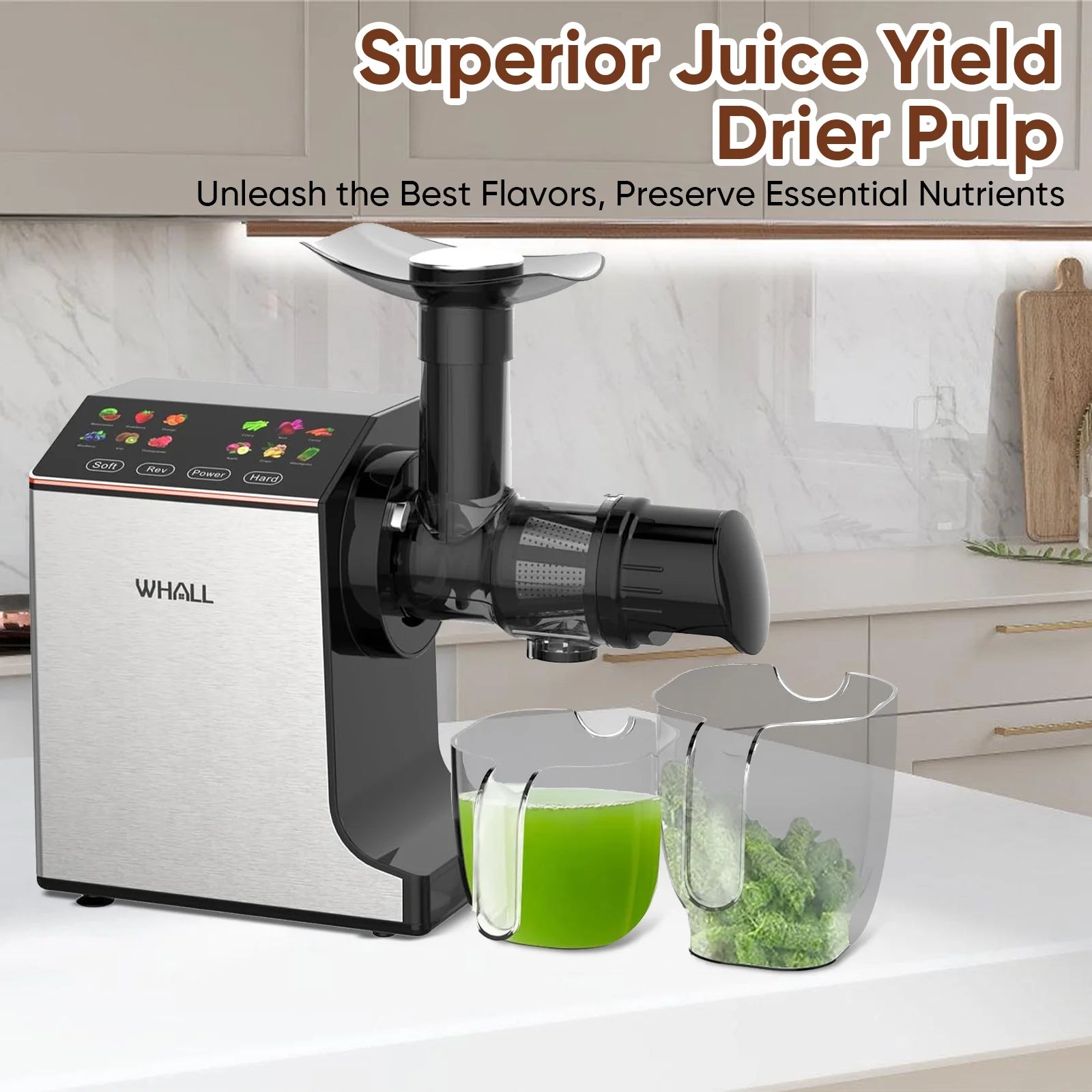 ® Slow Masticating Juicer - Cold Press Juicer Machine with Touchscreen, Reverse Function, Soft & Hard Models, Quiet Motor