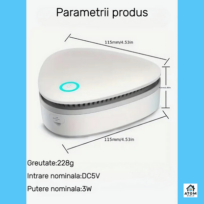 Sterilizator portabil cu ozon ATOM DEALS®️, purificator de aer pentru frigider, dulap, masina, birou, eliminare mirosuri si bacterii, reincarcabil USB, fara baterii, tehnologie UV