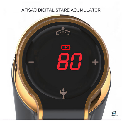 Aerator electric si decantor de vin ATOM DEALS®️, dispenser automat, dozare automata, display digital cu touch, baterie reincarcabila 900mAh, portabil, pentru vin ATOM Deals
