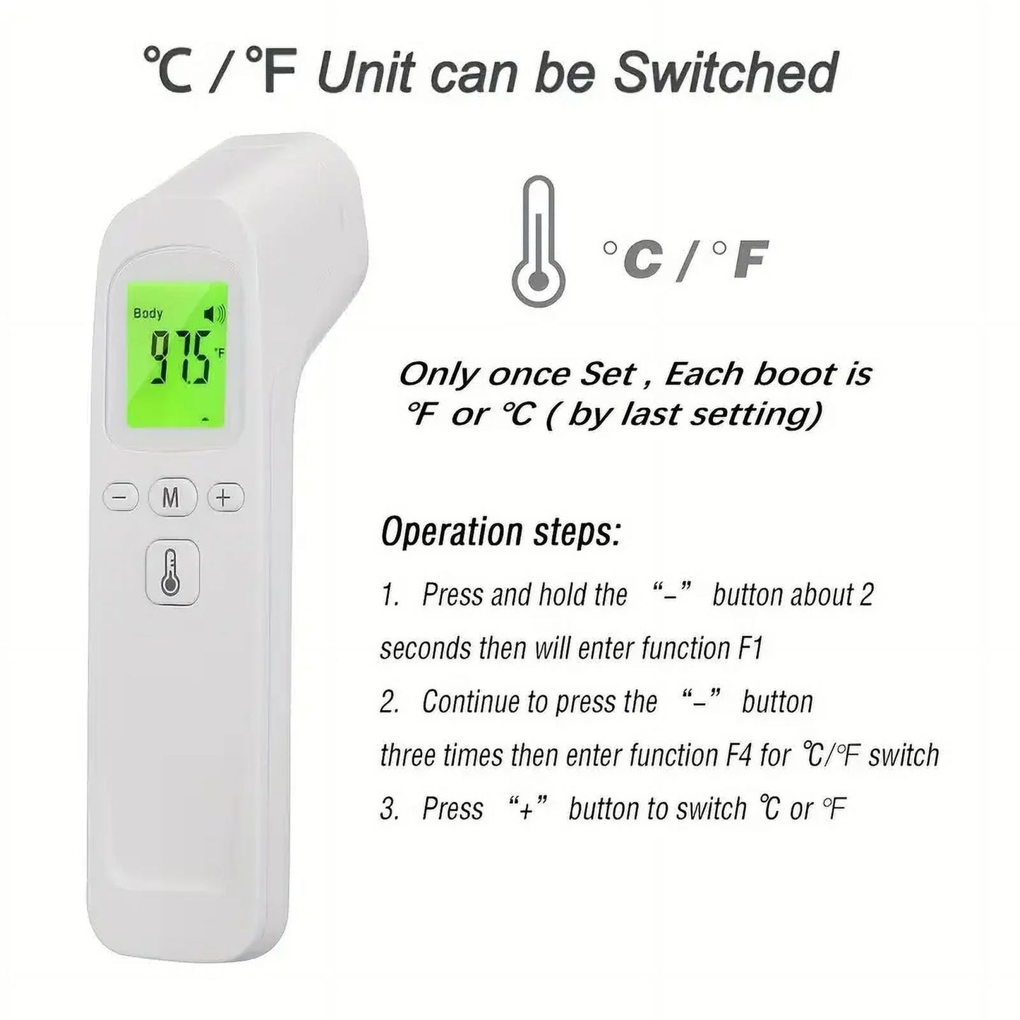 Portable No-Touch Forehead Thermometer, Digital Infrared Thermometer, Touchless Thermometer, Large LED Digits, Quiet Feedback, Easy to Switch between Fahrenheit and Celsius, Body and Surface Mode