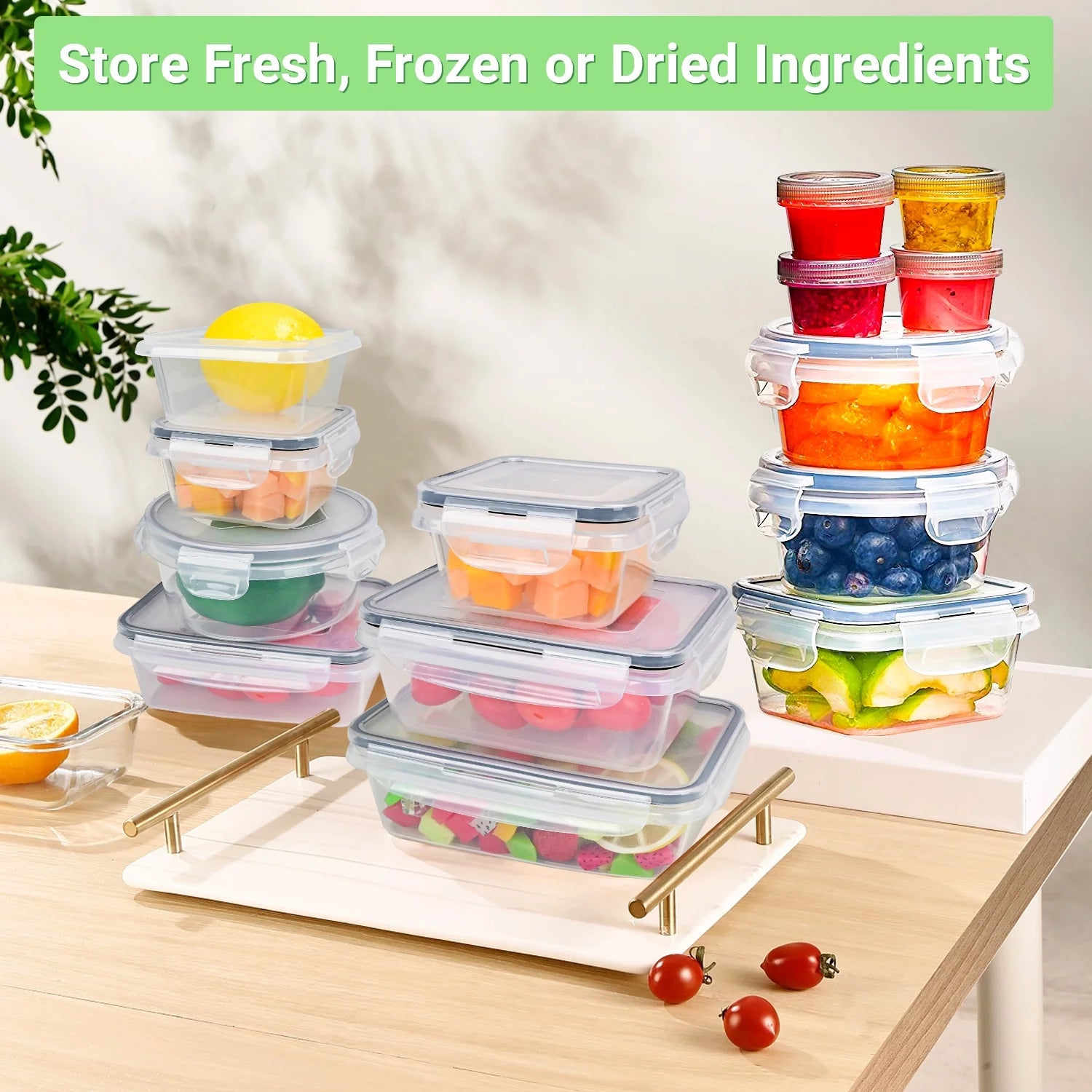 Food Storage Containers with Airtight Lids, 52 PCS Kitchen Storage Containers for Pantry Organizers and Storage, Bpa-Free Meal Prep Container with Labels & Marker