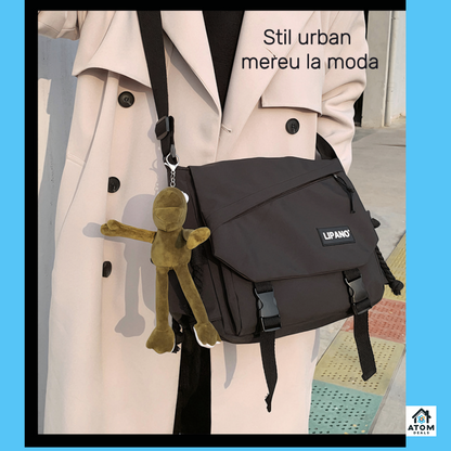 Geantă unisex Lipano – impermeabilă, 29x10x25 cm, stil coreean, buzunare multiple