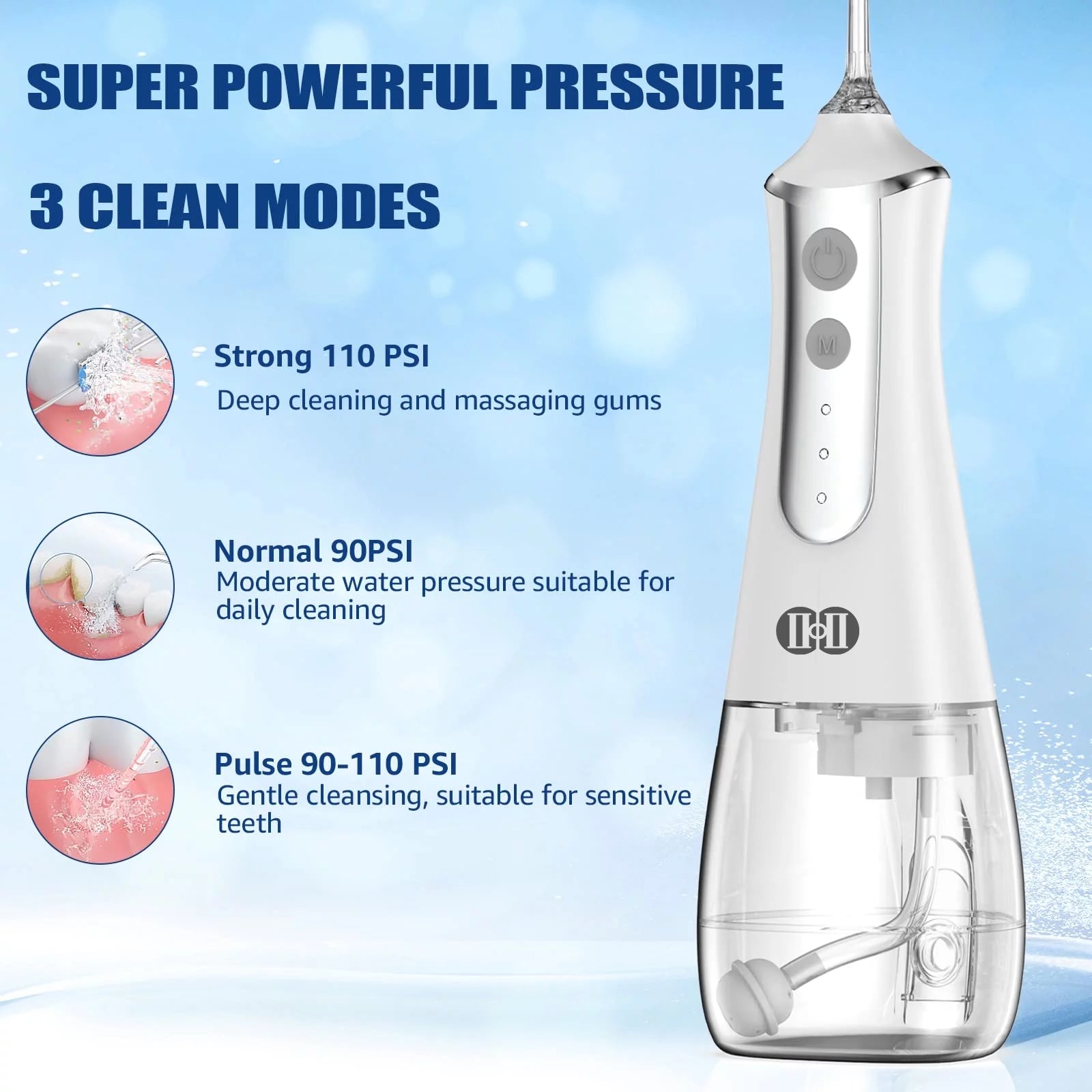 Water Flossers for Teeth, 350Ml Cordless Water Flosser with 3 Modes USB-C Rechargeable IPX7 Waterproof Water Dental Flosser with 5 Jet for Home