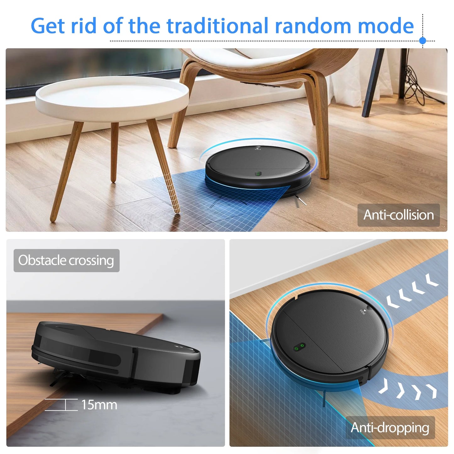 Robot Vacuum Cleaner, 2 in 1 Robot Vacuum and Mop Combo, with WIFI Connection for Pet Hair, Hard Floor