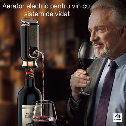 Aerator electric si decantor de vin ATOM DEALS®️, dispenser automat, dozare automata, display digital cu touch, baterie reincarcabila 900mAh, portabil, pentru vin ATOM Deals