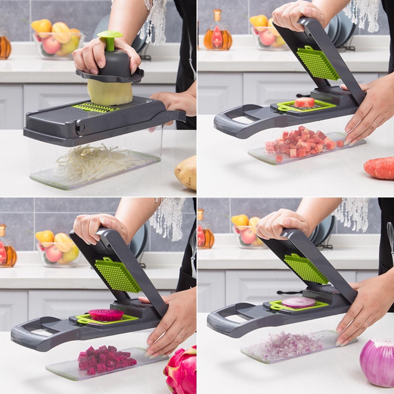 Versatile kitchen gadget - 12-in-1 Chopper: Effortlessly cut, chop, and slice various vegetables