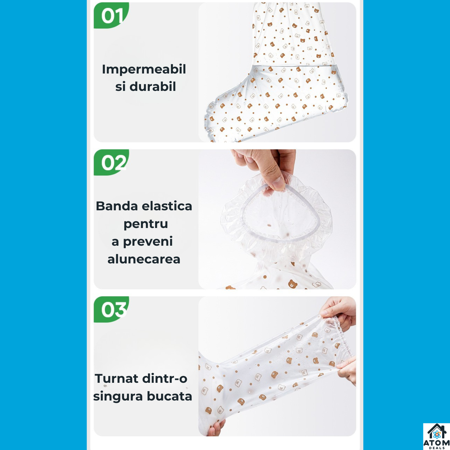 Protectii impermeabile pentru incaltaminte copii model ursuleti