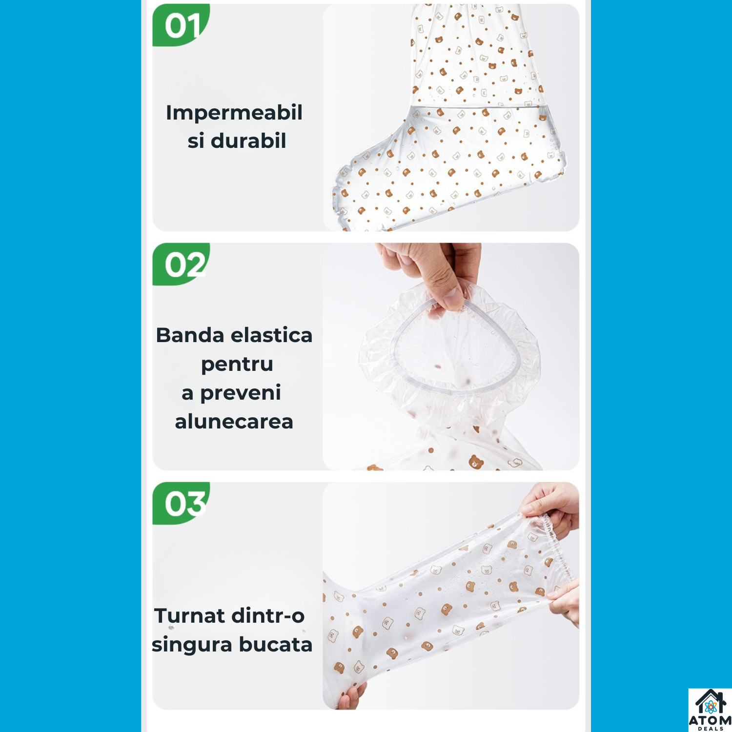 Protectii impermeabile pentru incaltaminte copii model ursuleti