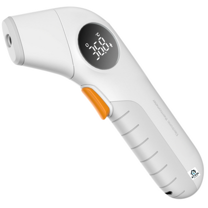 Termometru infrarosu non-contact ATOM DEALS®️, masurare rapida 1 secunda, afisaj LED, 32 momente memorate, precizie 0.2 °C, distanta masurare 1.5cm-5cm, pentru frunte si ureche, capac protectie, alb