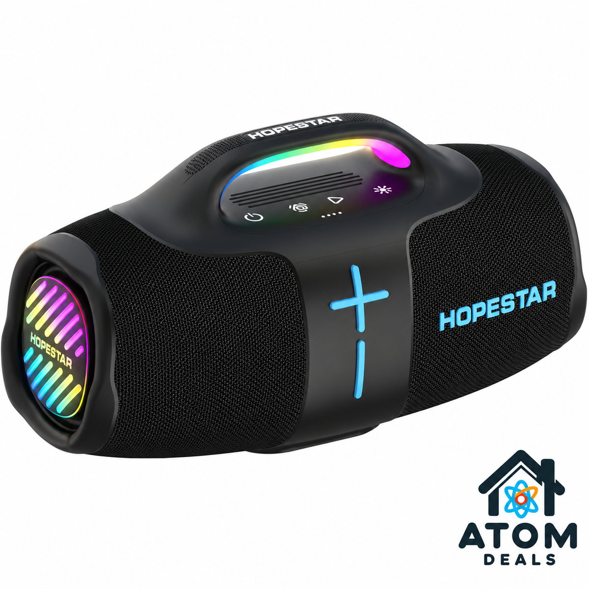 Boxă portabilă Bluetooth HOPESTAR H96 neagră, cu mâner integrat și lumini RGB