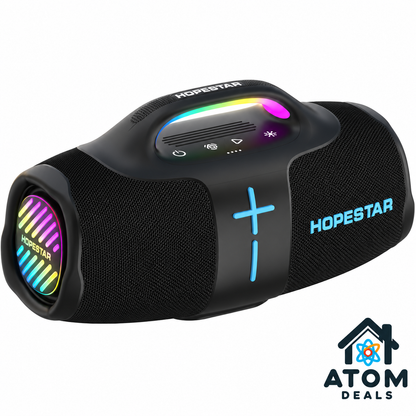 Boxă portabilă Bluetooth HOPESTAR H96 neagră, cu mâner integrat și lumini RGB