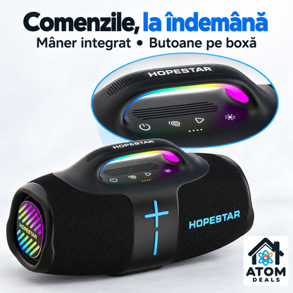Butoanele de control și mânerul integrat ale boxei Bluetooth HOPESTAR H96