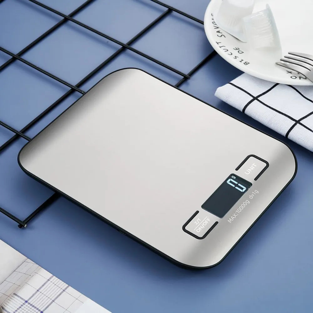 Stainless steel kitchen scale with LCD for precise food weighing