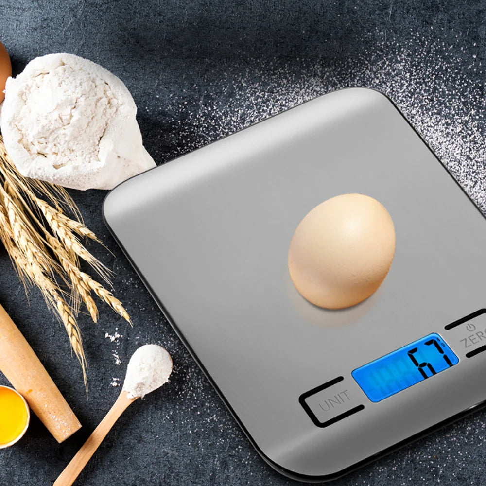 Stainless steel kitchen scale with LCD for precise food weighing