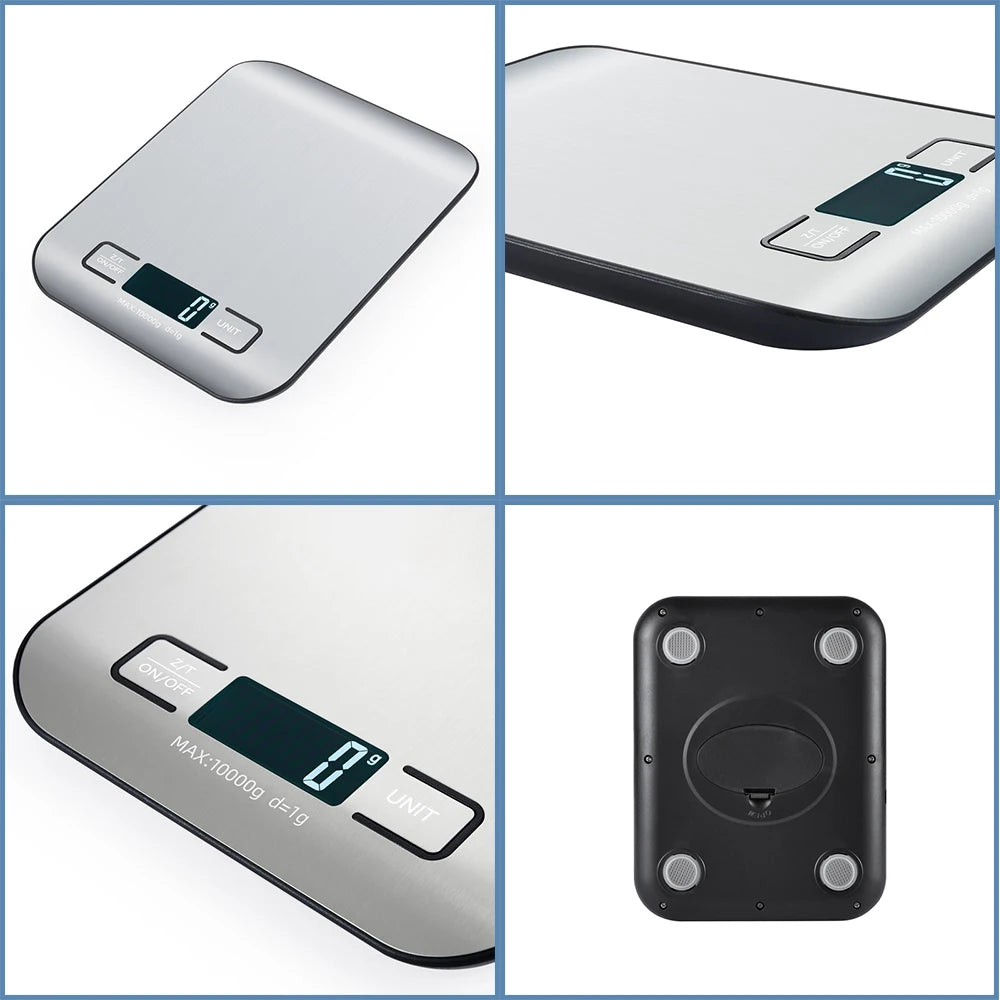 Stainless steel kitchen scale with LCD for precise food weighing