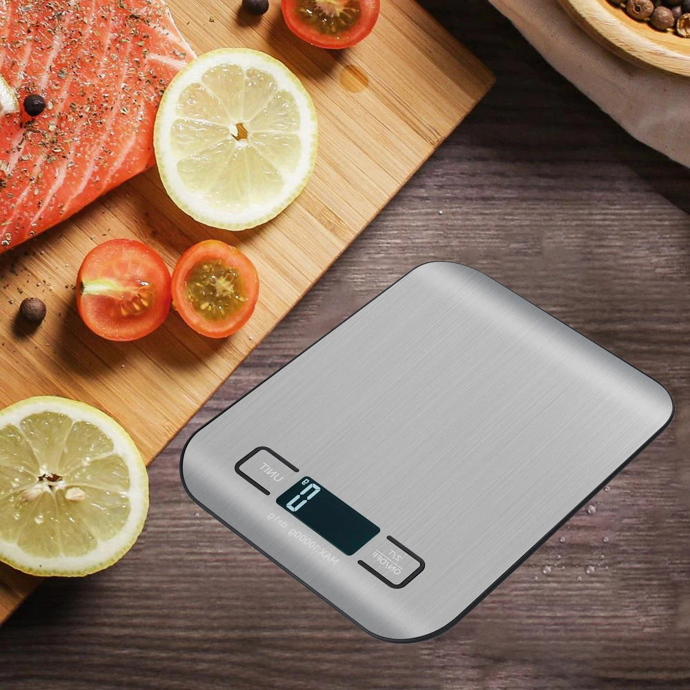 Stainless steel kitchen scale with LCD for precise food weighing