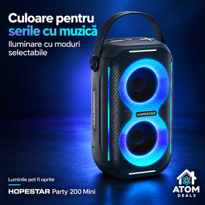 Boxă portabilă wireless HOPESTAR Party 200 Mini, neagră, cu comenzi pe carcasă