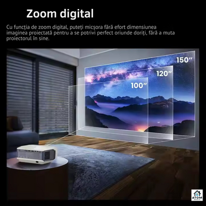 Videoproiector LED 1080P, Android9, WiFi, 4Ksuport, 9000lum, autofocus