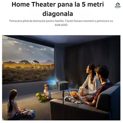 Mini proiector ATOM DEALS®️, LED HD 720P, 4200 lumeni, Android 9, portabil, sunet