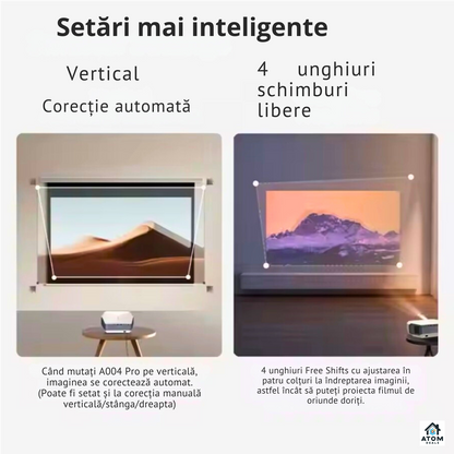 Videoproiector LED 1080P, Android9, WiFi, 4Ksuport, 9000lum, autofocus