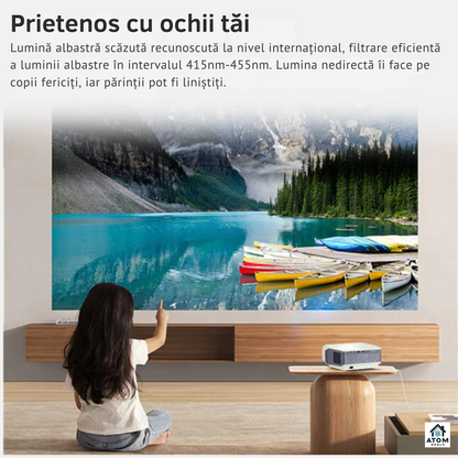 Videoproiector LED 1080P, Android9, WiFi, 4Ksuport, 9000lum, autofocus