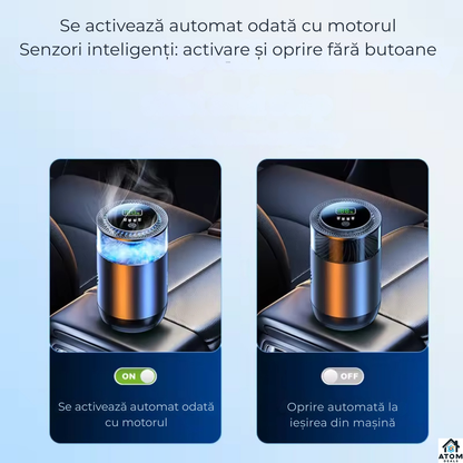 Odorizant auto premium negru, difuzor aromaterapie fara apa ATOM Deals®, reincarcabil type-C, LED ambient, super silentios, design metalic luxury 10 ml