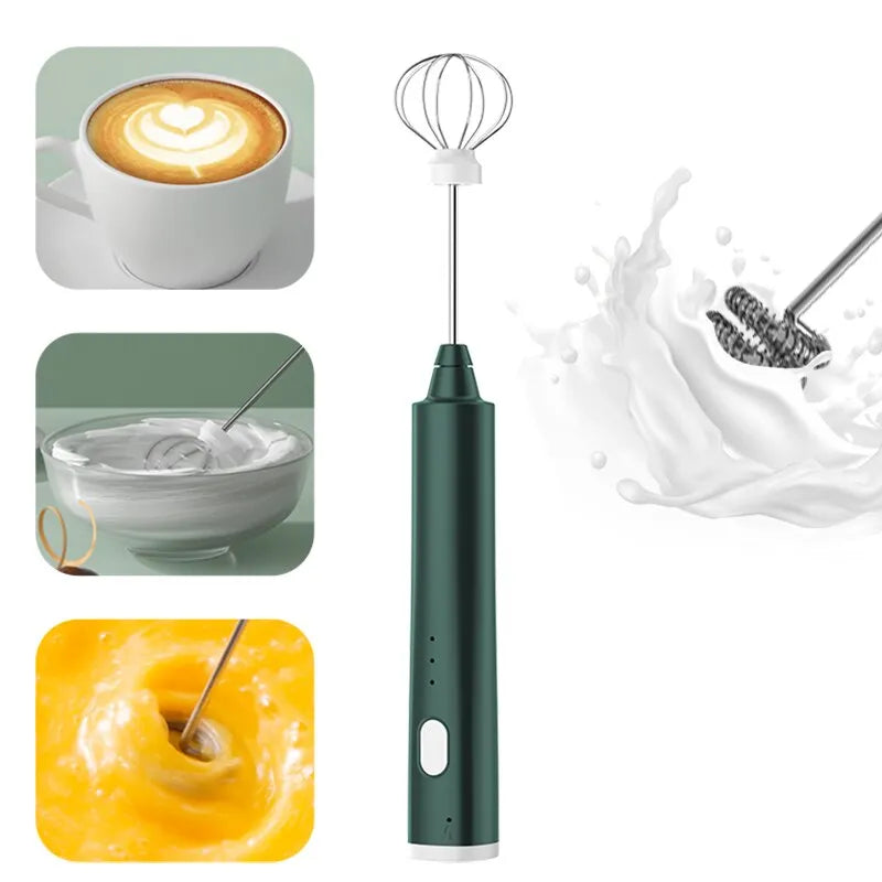 USB rechargeable milk frother / egg beater: 3 speeds, compact, perfect coffee foam