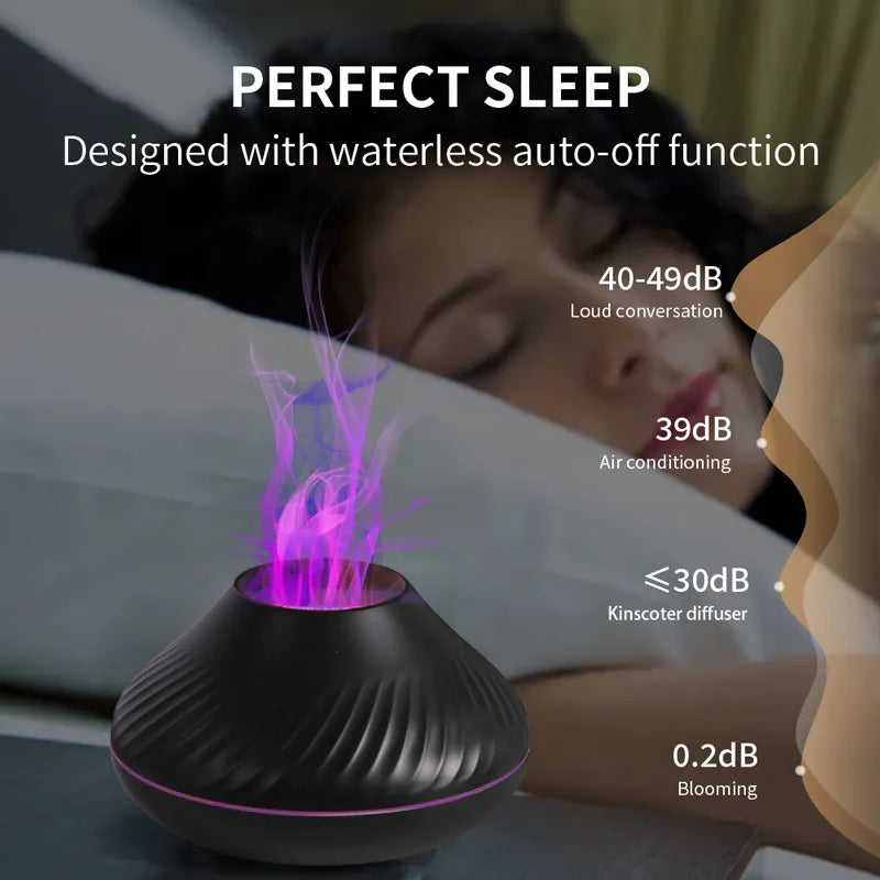 Volcanic Portable USB Aroma Diffuser with Color Flame Night Light 4.4 oz