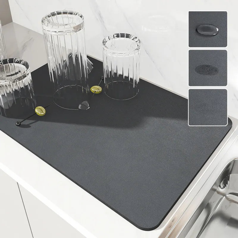 Super absorbent mat: kitchen and bathroom drying, anti-skid, tableware pad