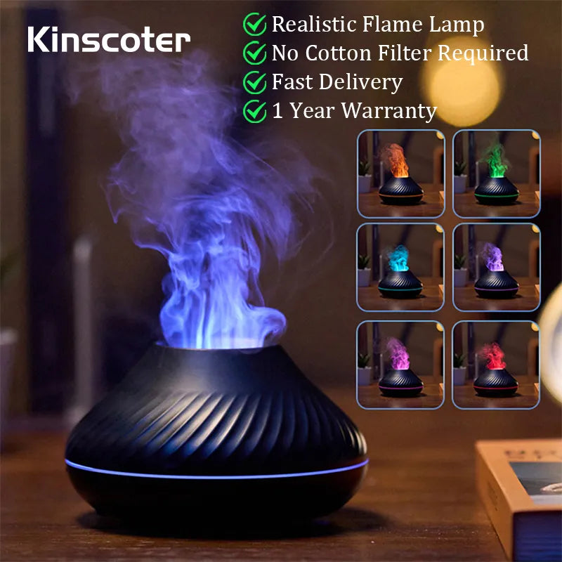 Volcanic Portable USB Aroma Diffuser with Color Flame Night Light 4.4 oz