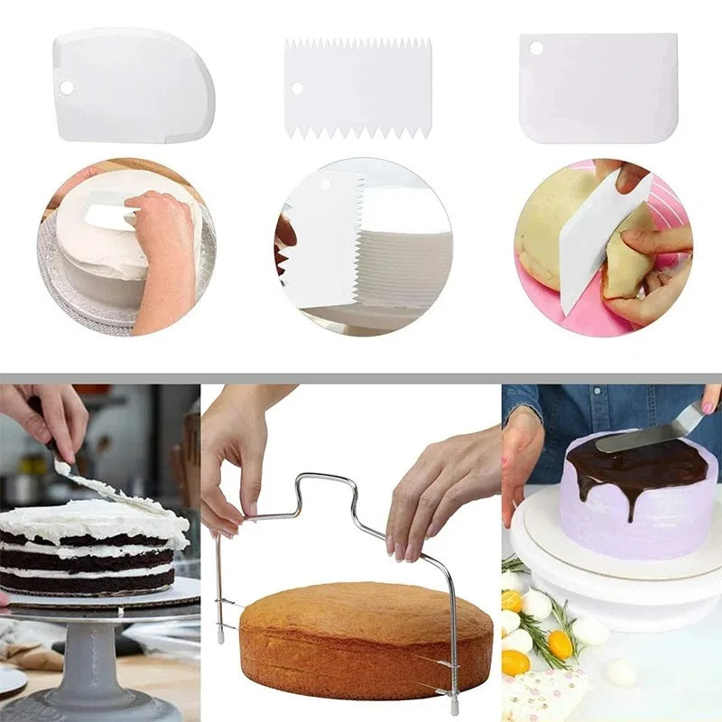 Cake decorating kit: 7 pieces, includes turntable, smoother, spatula