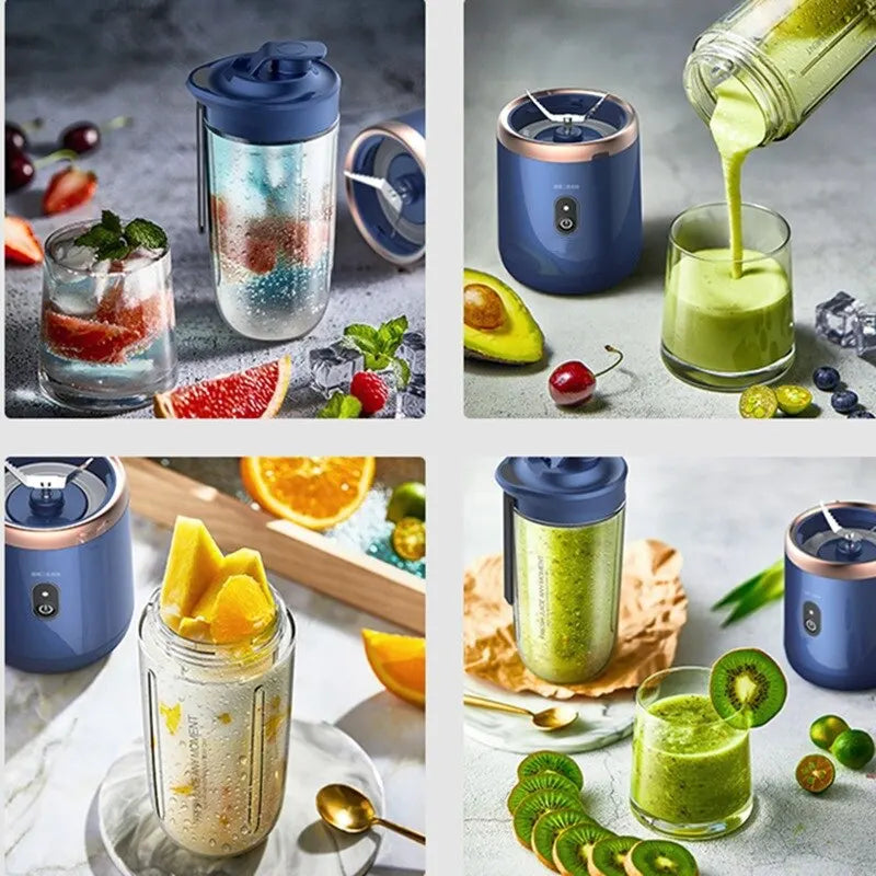 Portable Electric Juicer: Stainless steel blades, perfect for on-the-go smoothies