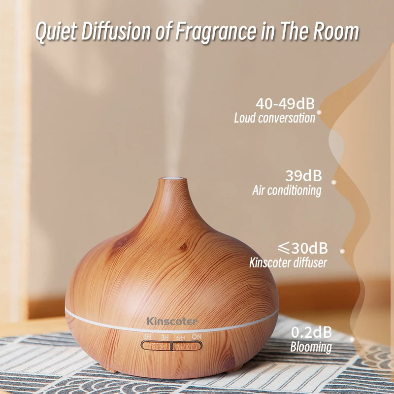 Premium Wood Grain Aromatherapy Diffuser with Remote