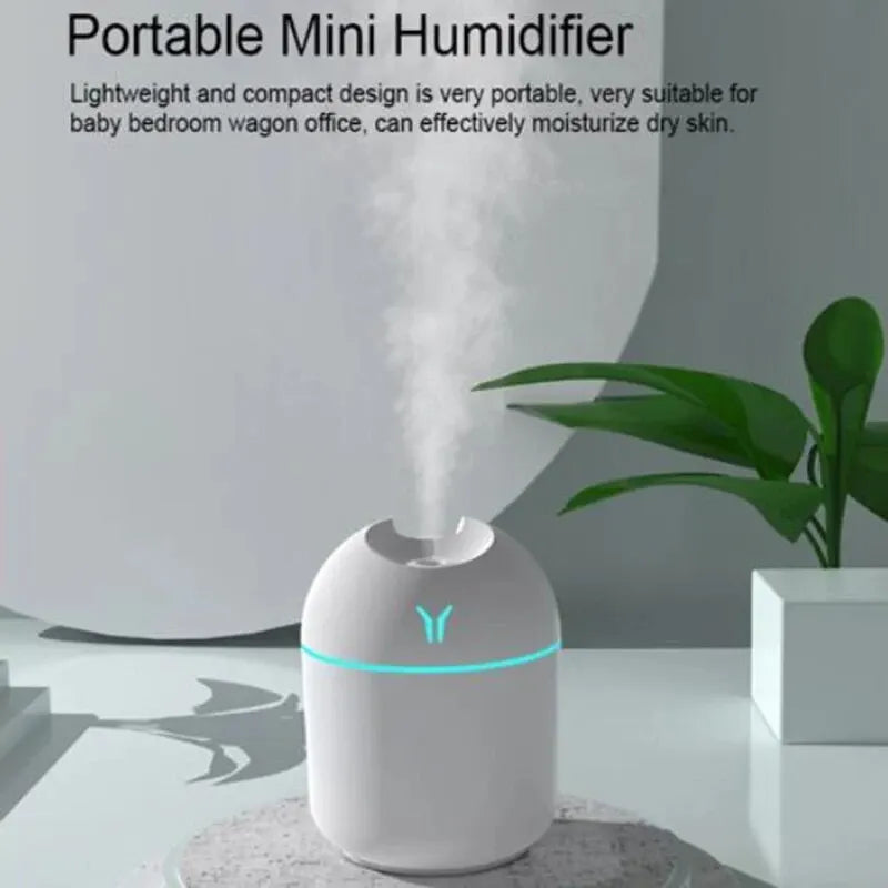 Mini USB Air Humidifier: Large Mist Volume, Low Noise.