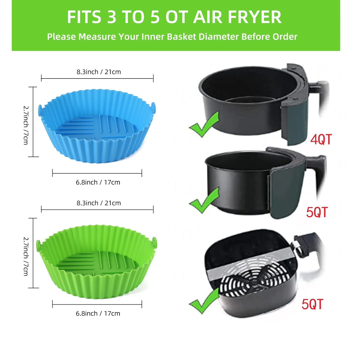 Silicone air fryer tray: Reusable, pizza, chicken molds, grill pan