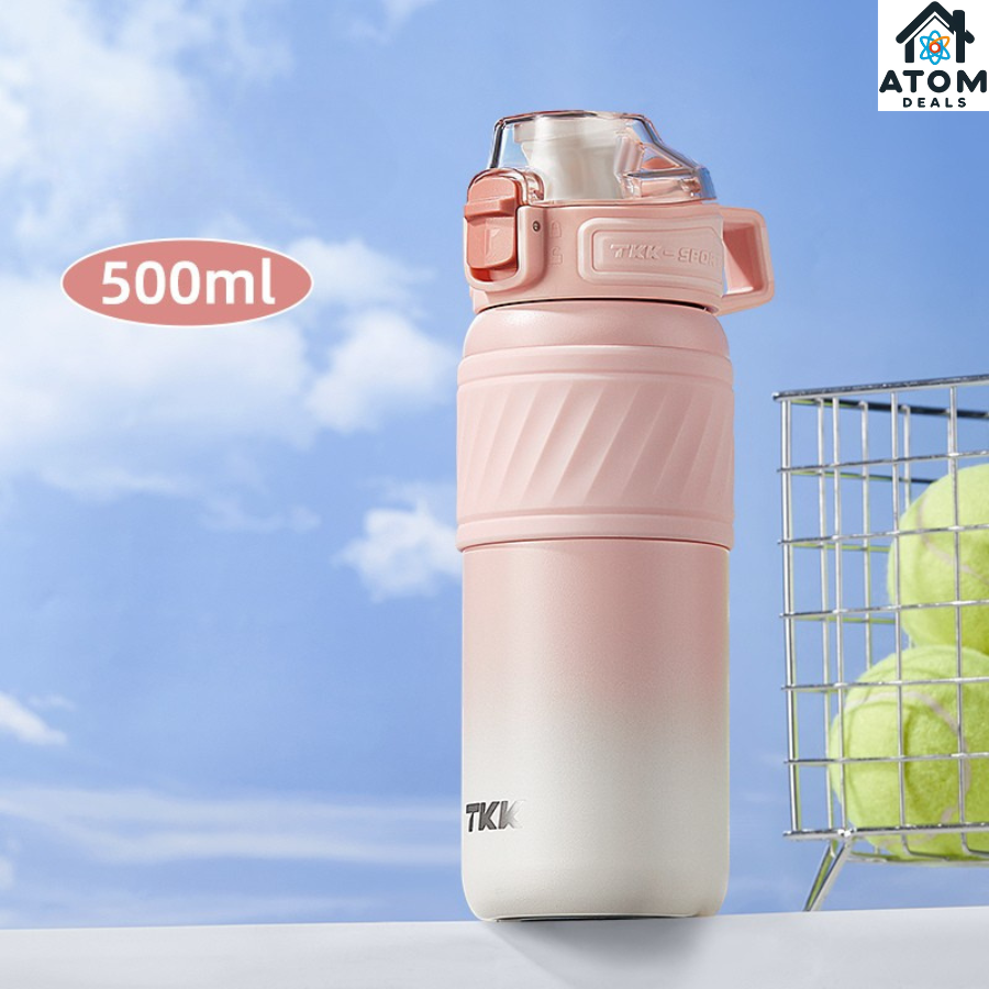 Sticla termos inox 500ml ATOM DEALS®, blush rose, perete dublu izolata termic cu capac etans