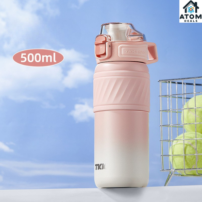 Sticla termos inox 500ml ATOM DEALS®, blush rose, perete dublu izolata termic cu capac etans