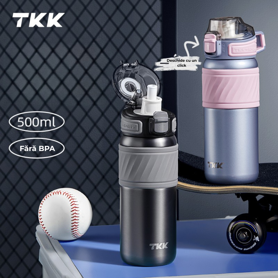 Sticla termos inox 500ml ATOM DEALS®, blush rose, perete dublu izolata termic cu capac etans