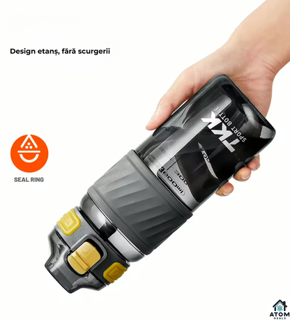 Sticlă apă 600 ml ATOM Deals® – Tritan fără BPA, pai silicon, capac flip, etanșă