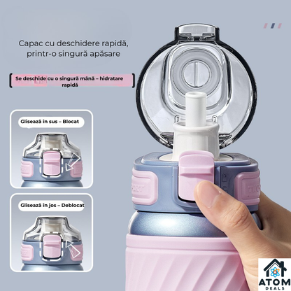Sticla termos inox 500ml ATOM DEALS®, blush rose, perete dublu izolata termic cu capac etans