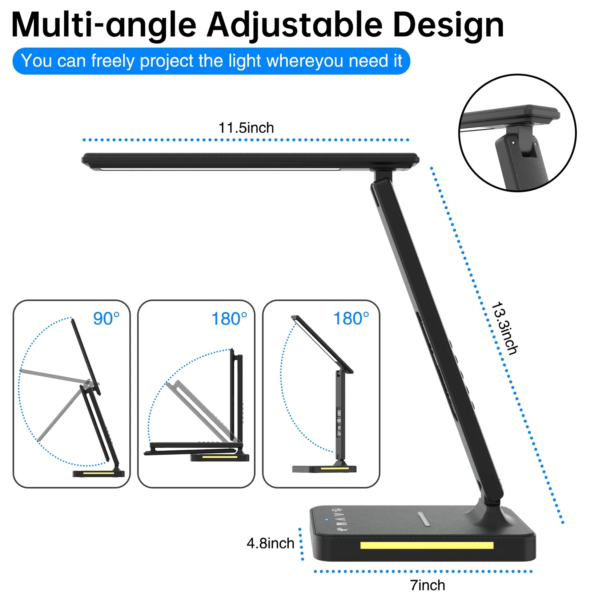 Desk Lamp, LED Desk Light with Wireless Charger, Dimmable Eye-Protecting Smart Lamp with Night Light, Kids for Study Reading