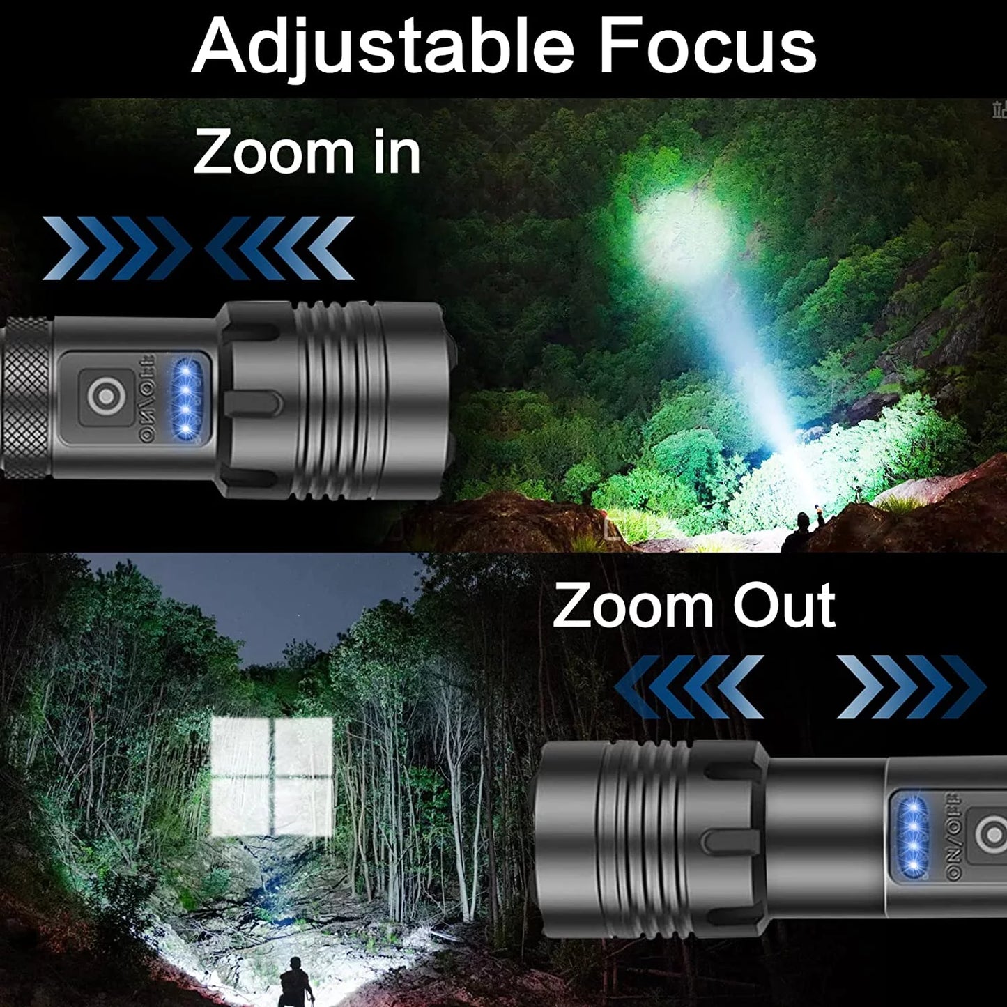 90000 Lumens Powerful Flashlight, Rechargeable Waterproof Searchlight XHP70.2 Super Bright Handheld Led Flashlight Tactical Flashlight 26650 Battery USB Zoom Torch for Emergency Hiking Hunting Camping