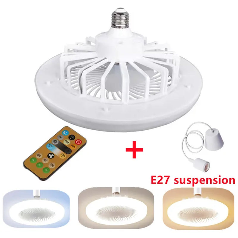 30W Ceiling Fan with Lighting Lamp E27 Converter Base with Remote Control for Bedroom Living Home Silent AC 85-265V