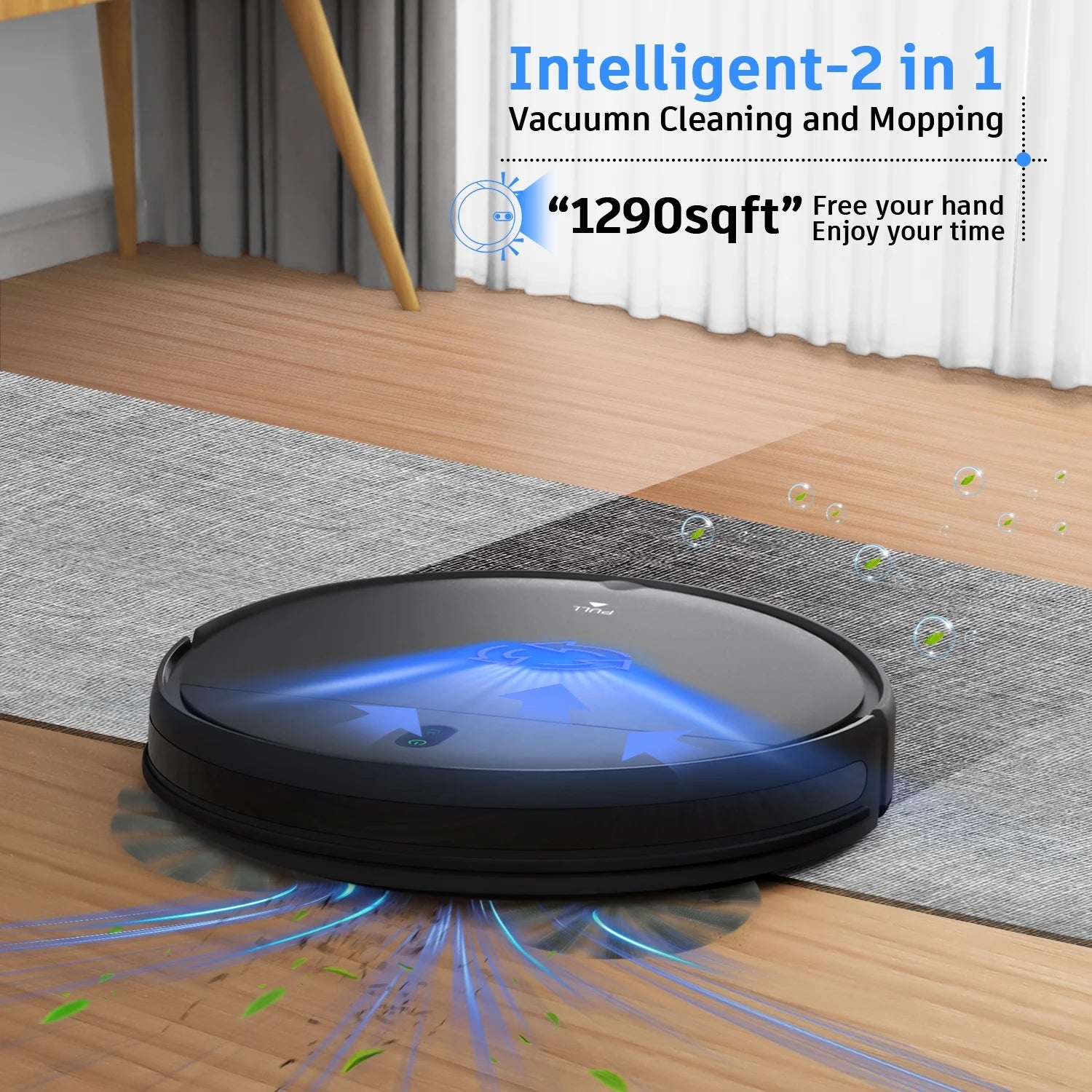 Robot Vacuum Cleaner, 2 in 1 Robot Vacuum and Mop Combo, with WIFI Connection for Pet Hair, Hard Floor