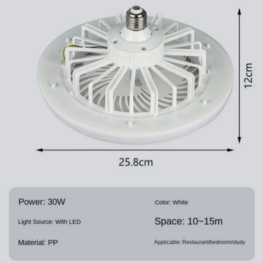 30W Ceiling Fan with Lighting Lamp E27 Converter Base with Remote Control for Bedroom Living Home Silent AC 85-265V