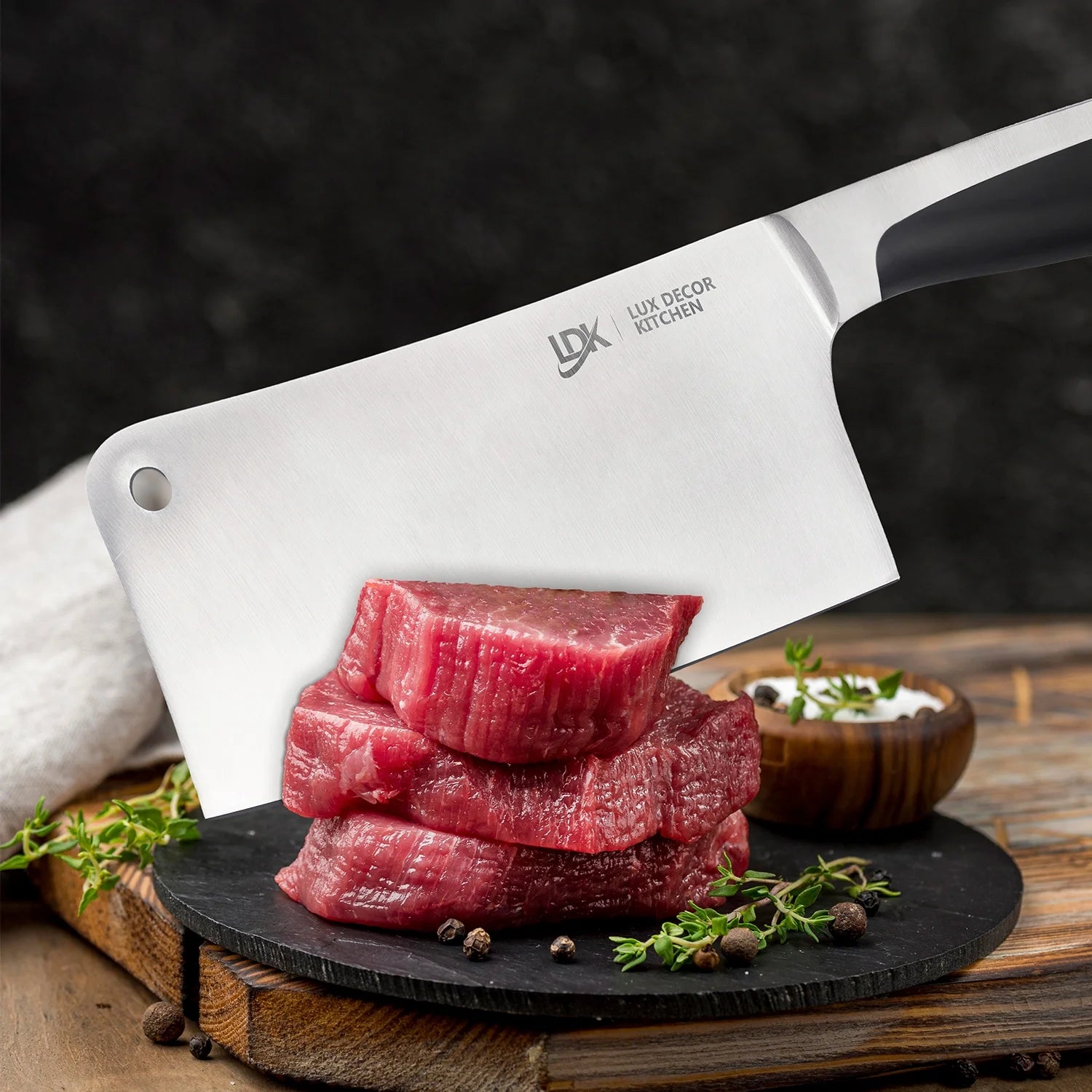 Lux Decor Kitchen Butcher Knife Stainless Steel - 7 Inch Multi Purpose Best for Home Kitchen and Restaurants Chef Knife Heavy Duty Chopper Meat Cleaver