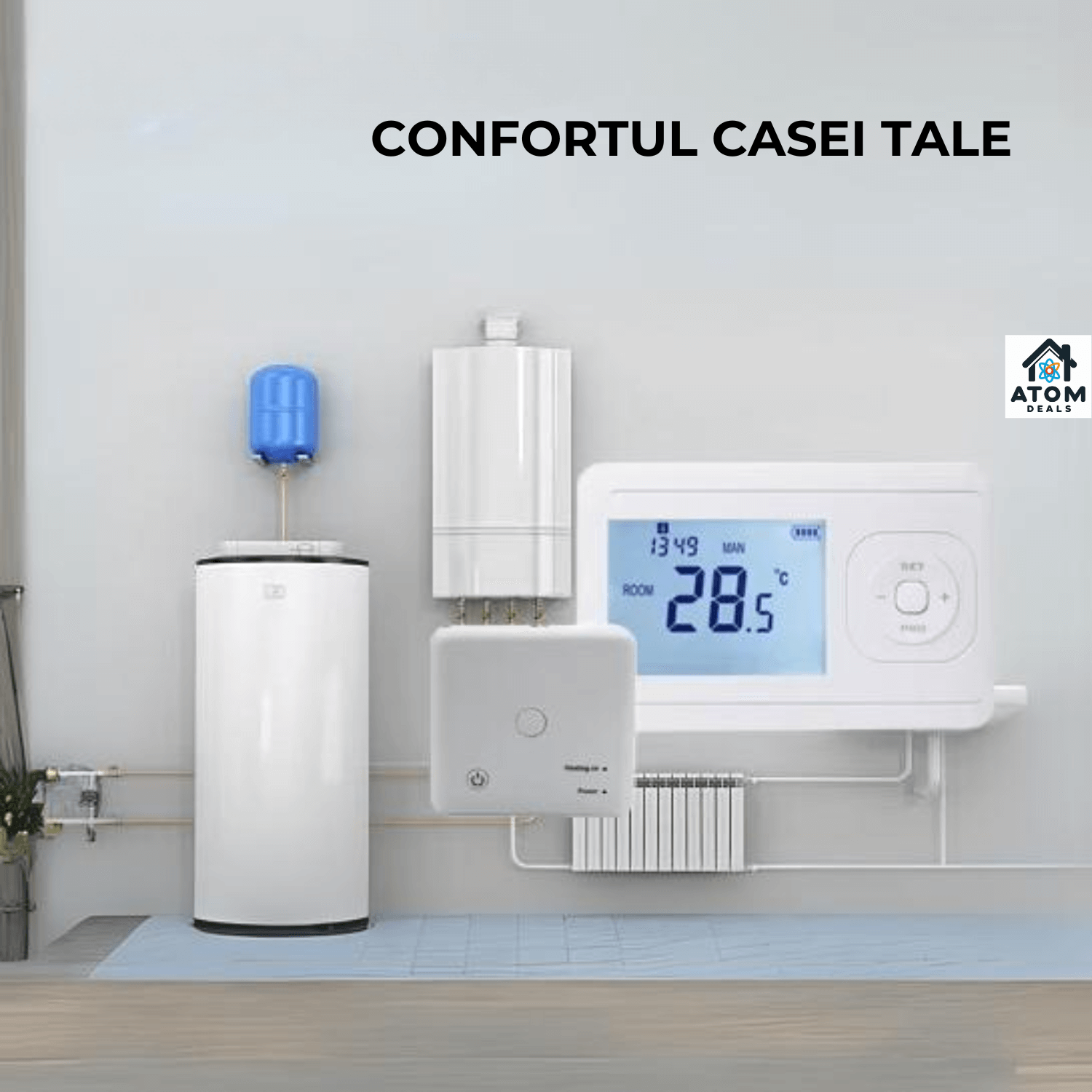 Termostat wireless cu interval temperatura 5-30 grade Celsius