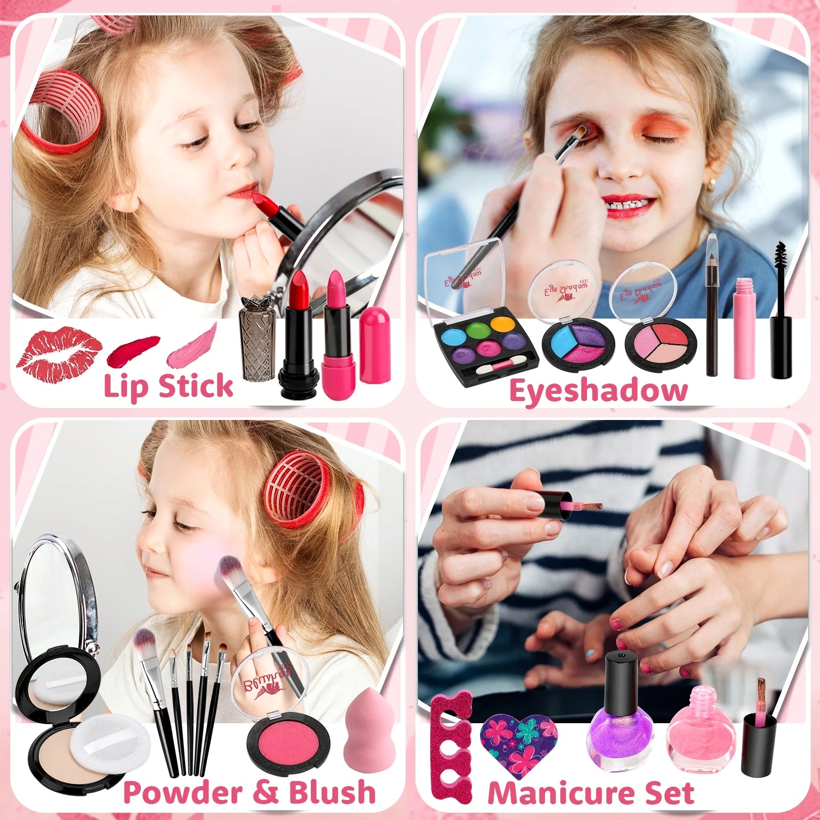 Washable Kids Makeup Kit for Girls Toys with Cute Makeup Bag, Toy for Girls Age 3 4 5 6 7 8 9 10 Year Old (25PCS)